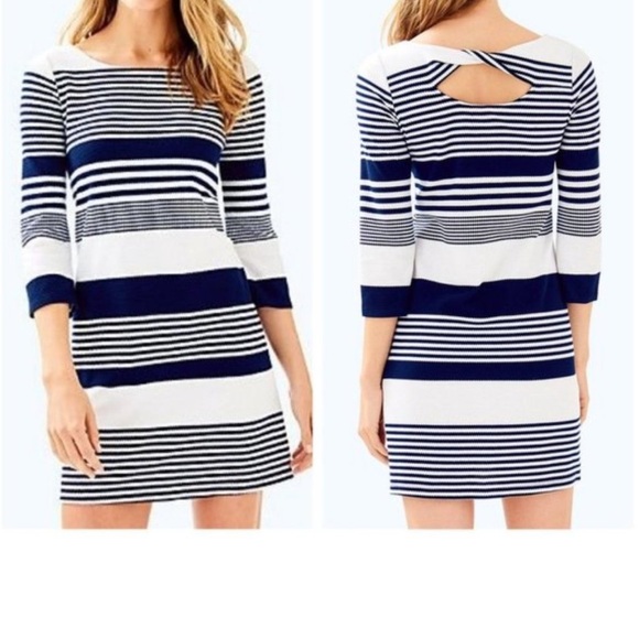 Lilly Pulitzer Dresses & Skirts - Lilly Pulitzer Bay Stripe Dress Medium Nautical Navy Blue White